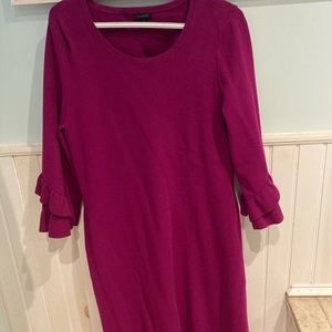 Talbots, pink, knit dress, quarter sleeve length, size 14